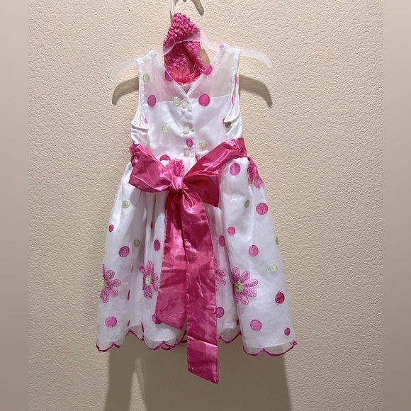 Beautiful Girls Dress Up Formal Size 4 Dress w Flower Hairband Set - Picture 4 of 7
